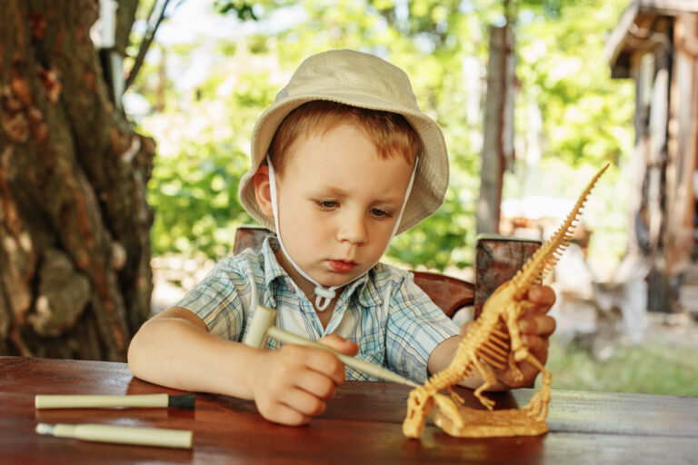 Cute little boy wants to be an archaeologist
