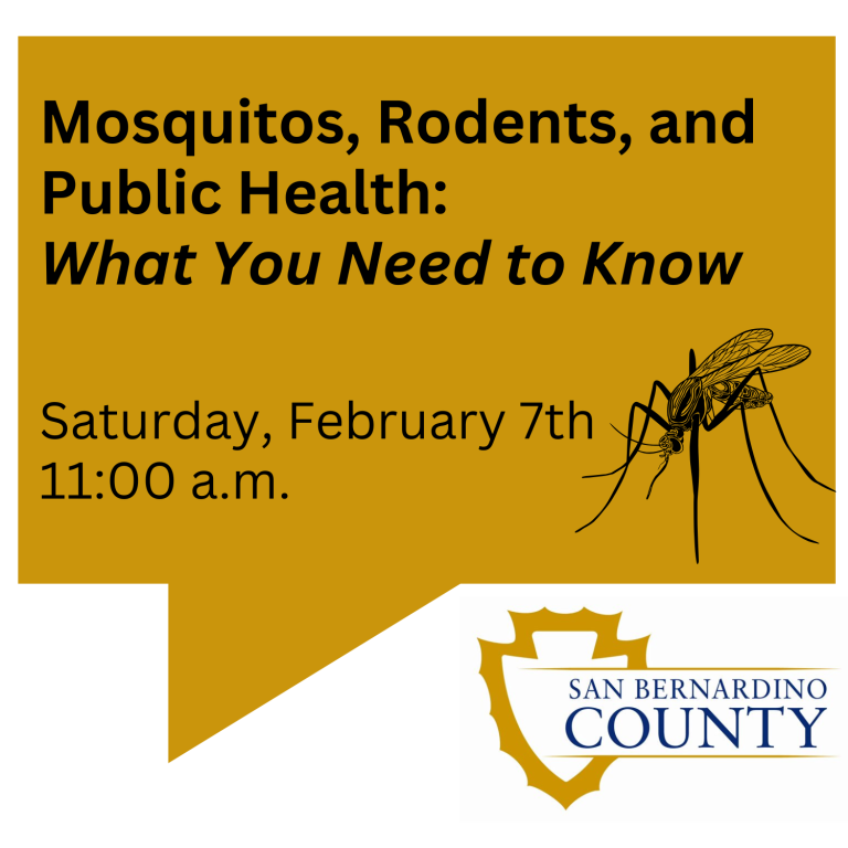 Mosquitos, Rodents and Public Health: What You Need to Know Saturday, February 7th 11:00a.m.